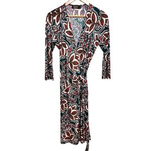 Renee C. Green and Red Floral Long Sleeve Dress